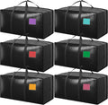 RMOHRO 6 Pack Moving Bags with Full-Open Side Zipper, Extra Large 93L Heavy Duty Waterproof Foldable Storage Totes for College Dorm, Moving & Home Organization Black